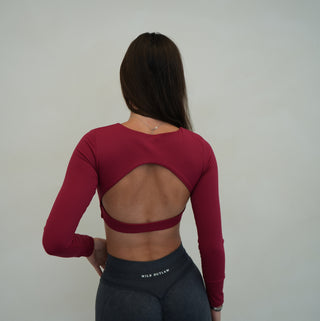 Sculpt Open Back Long Sleeve - Red