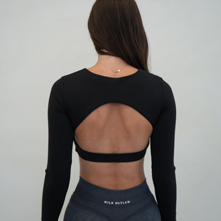 Sculpt Open Back Long Sleeve - Black