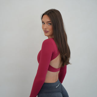 Sculpt Open Back Long Sleeve - Red