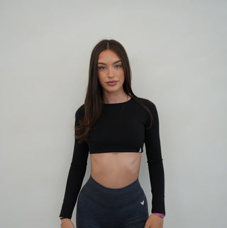 Sculpt Open Back Long Sleeve - Black
